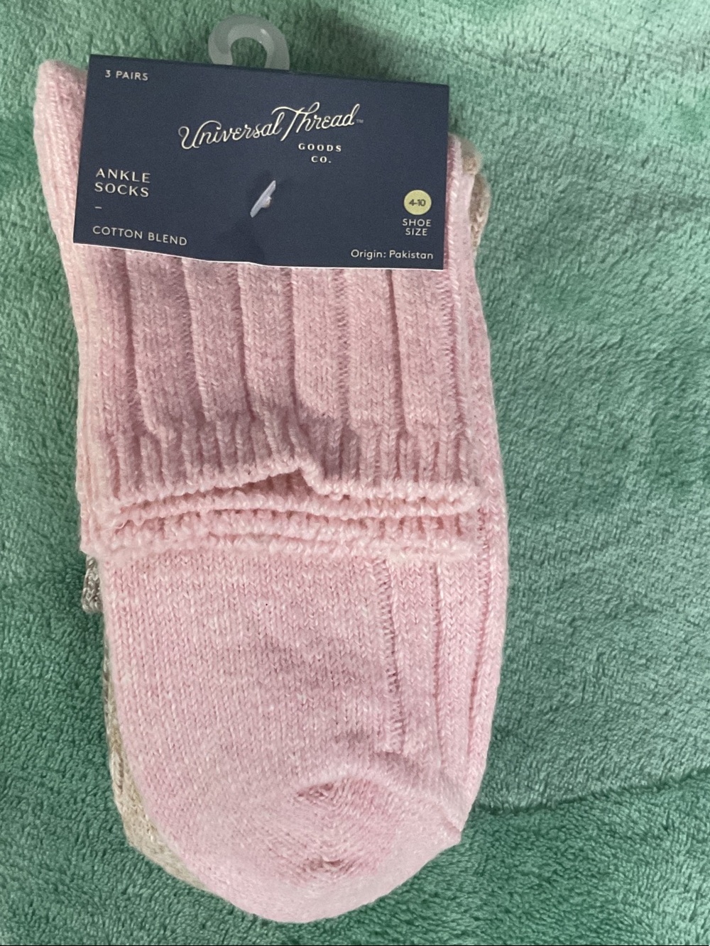 Universal Thread Pink Ribbed Ankle Socks - 3 Pack